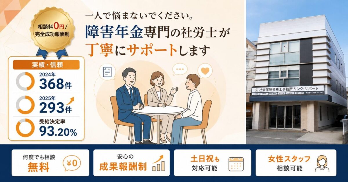 愛知県・静岡県・岐阜県を中心に障害年金に関する幅広いサポート。